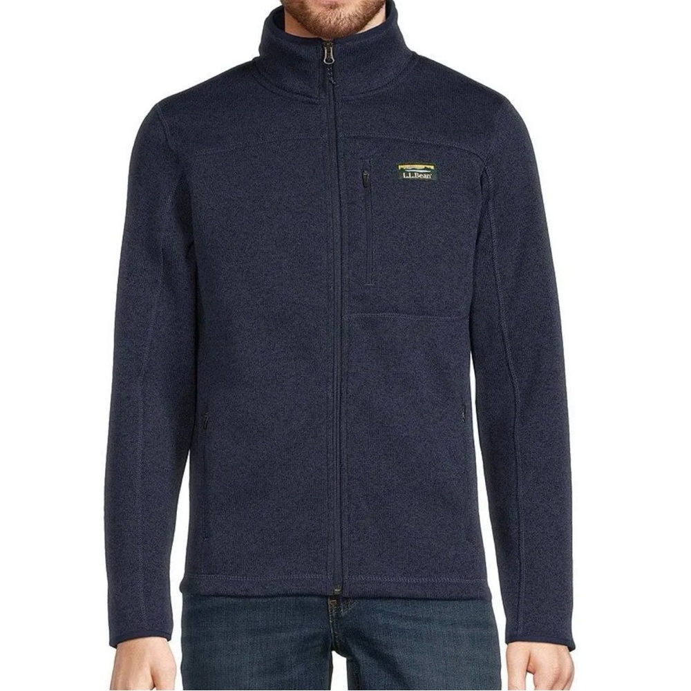 LL BEAN Men’s Fleece Full Zip Sweater Jacket, Blue, Large Regular
